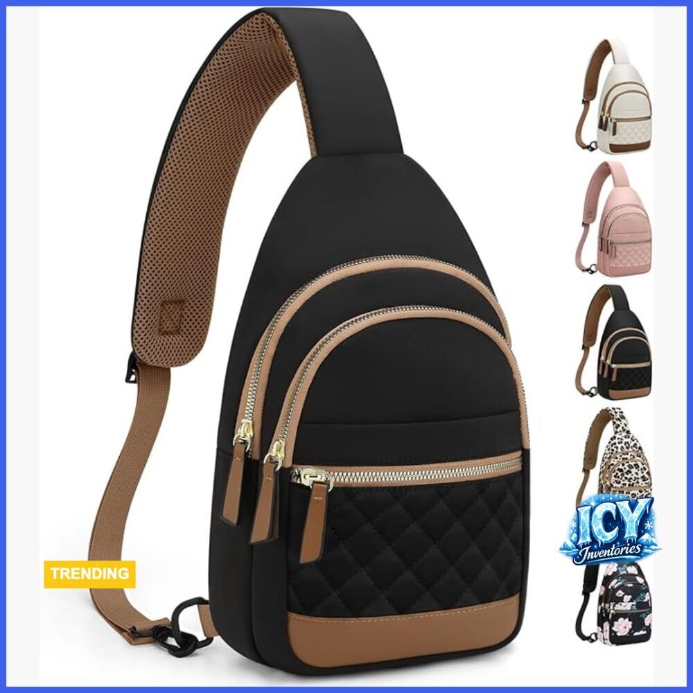 Waterproof Nylon Blend Crossbody Sling Bag with Adjustable Strap